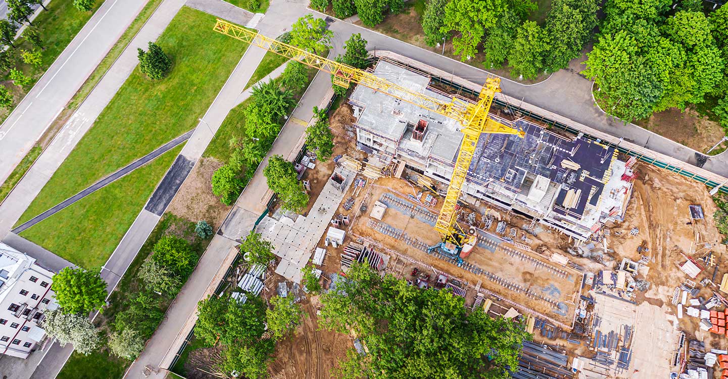 Vue aérienne d'un chantier de construction