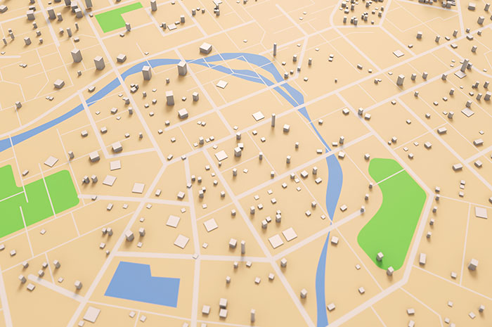 Illustration rendu 3D du plan d'une ville
