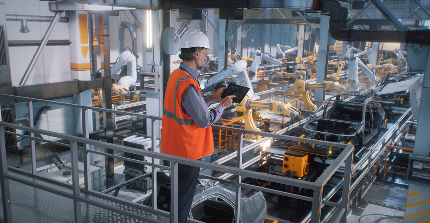 Chaine de production robotisée dans une usine